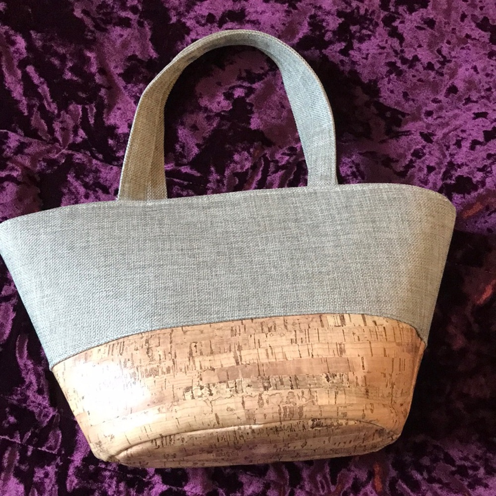 Faux cork bottom purse